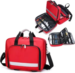 IOCCIOBB Nurse Tote Bag, Portable First Aid Kit Bag, Compact and Lightweight First Aid Bag with Labeled Compartments, Large-capacity Outdoor Emergency Rescue Kit(Red)