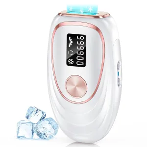 IPL Laser Hair Removal Device for Women & Men - Home 45°F Ice-Cooling Contact for Painless & Long-Lasting Results, 86% Hair Reduction in 3 Weeks for Full Body & Bikini Line, White