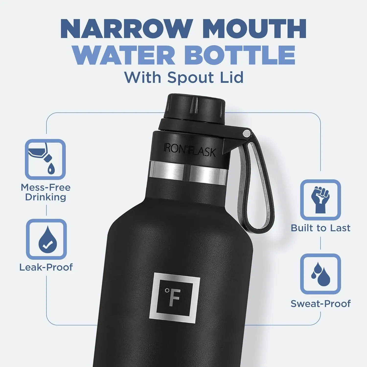 IRON °FLASK Camping & Hiking Hydration Canteens - 3 Lids (Narrow Spout Lid) Leak Proof Vacuum Insulated Stainless Steel - Hot & Cold Double Walled Sports Water Bottle - Bubble Gum, 32 Oz