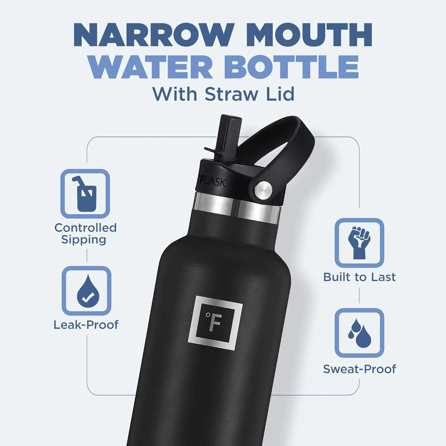 IRON °FLASK Camping & Hiking Hydration Canteens - 3 Lids (Narrow Straw Lid) Leak Proof Vacuum Insulated Stainless Steel - Hot & Cold Double Walled Sports Water Bottle - Blue Waves, 20 Oz