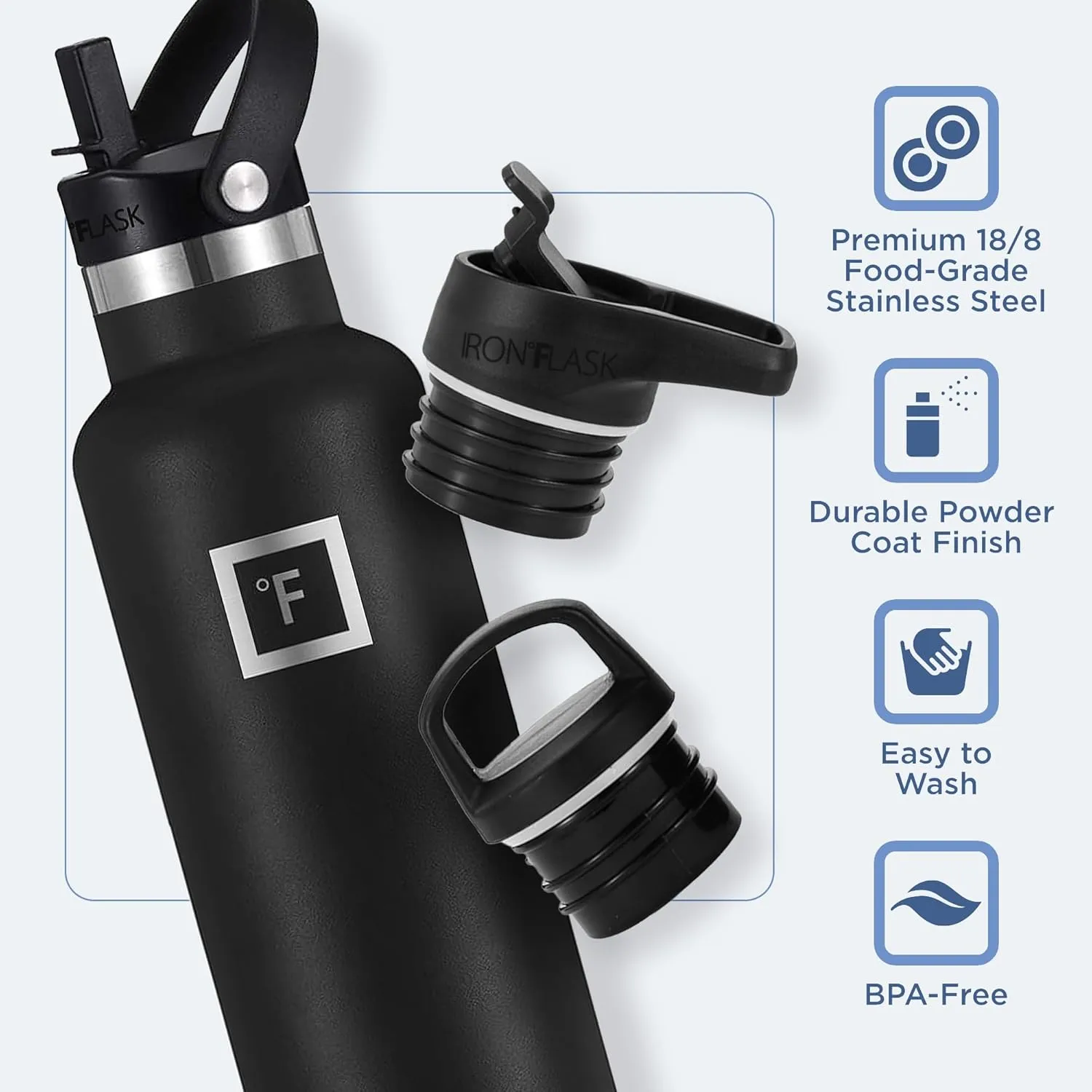 IRON °FLASK Camping & Hiking Hydration Canteens - 3 Lids (Narrow Straw Lid) Leak Proof Vacuum Insulated Stainless Steel - Hot & Cold Double Walled Sports Water Bottle - Burgundy, 24 Oz