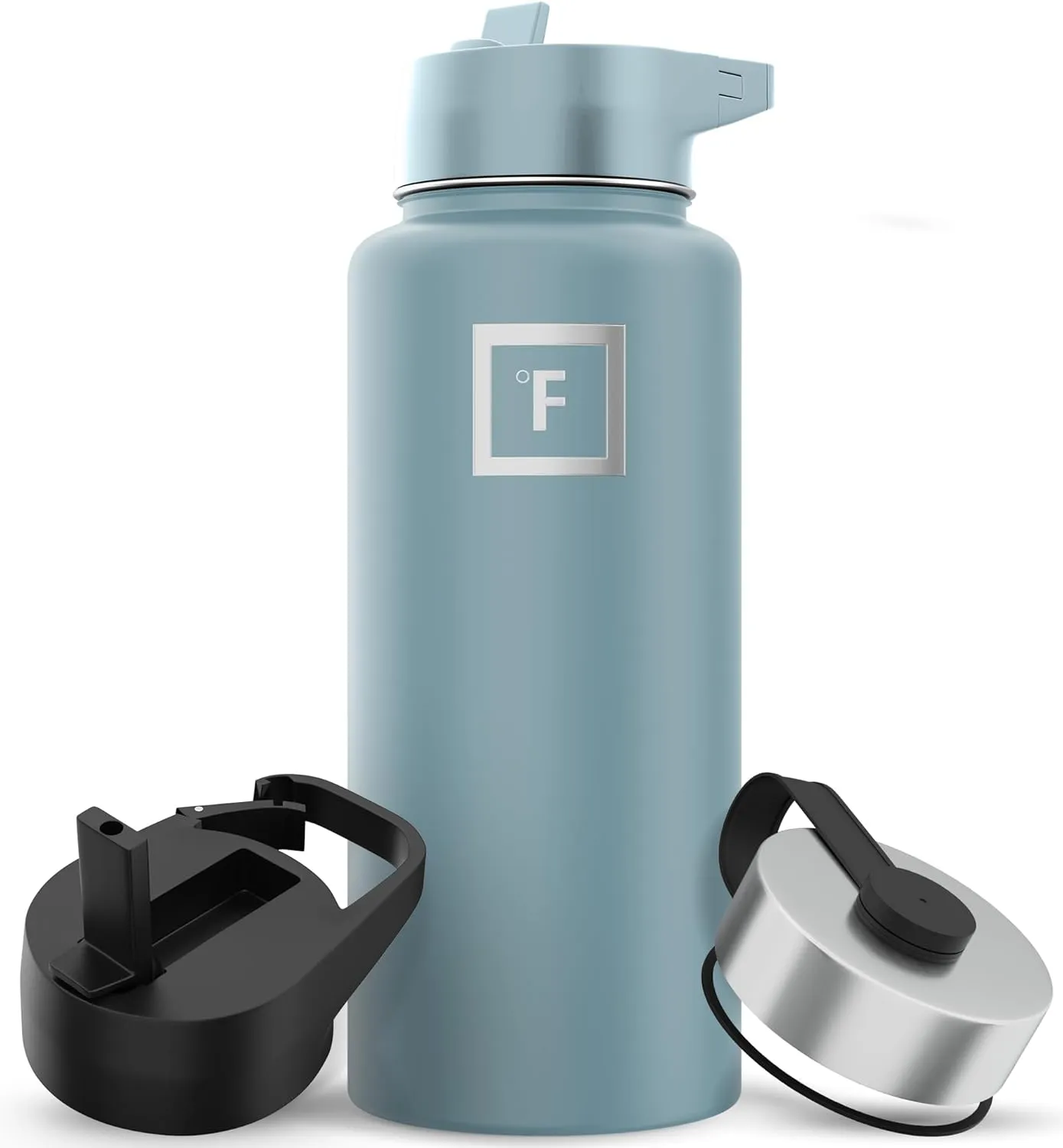 IRON °FLASK Camping & Hiking Hydration Flask with 3 Lids - Stainless Steel, Double Walled & Vacuum Insulated Water Bottle - Leak Proof & BPA Free 32 Oz