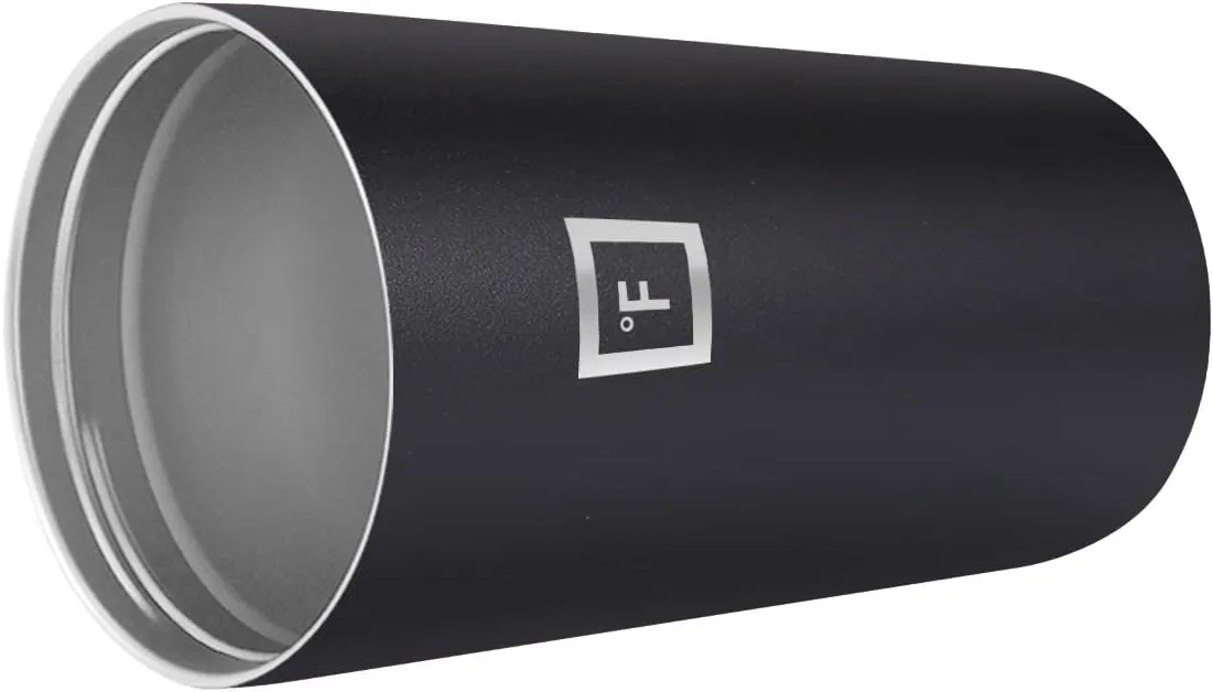 IRON °FLASK Classic Tumbler - 2 Lids, Vacuum Insulated Stainless Steel Water Bottle, Double Walled, Drinking cup, Thermos Travel Mug (Midnight Black, 16 oz Solid Lid)