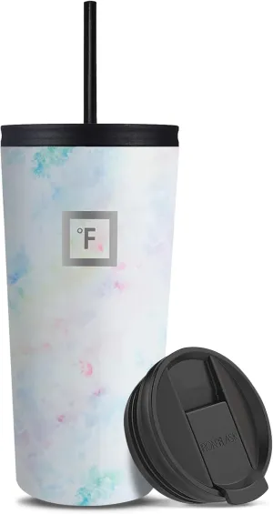 IRON °FLASK Classic Tumbler - 2 Lids, Vacuum Insulated Stainless Steel Water Bottle, Double Walled, Drinking cup, Thermos Travel Mug (Pearl, 20 oz Solid Lid)
