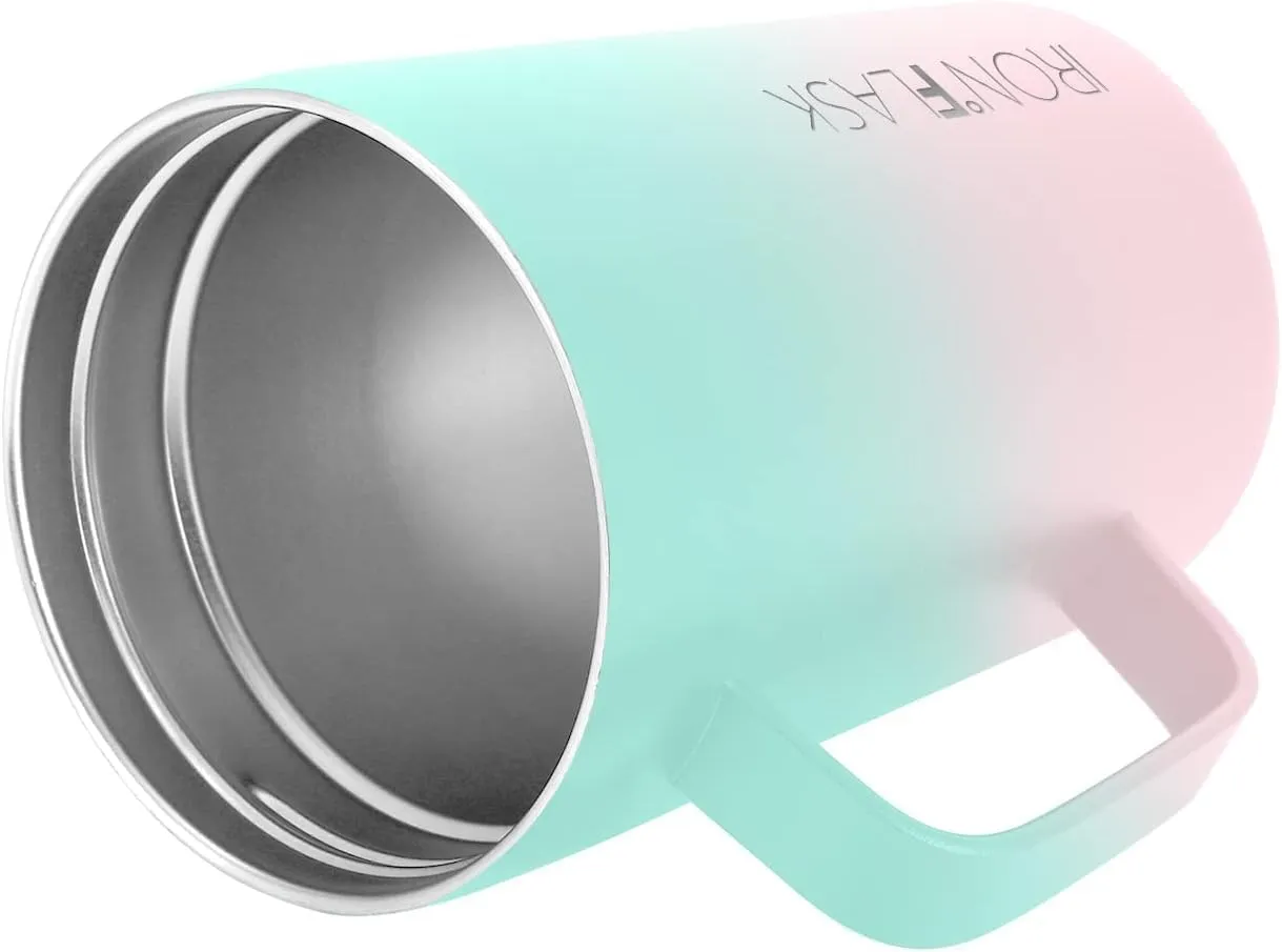 IRON °FLASK Grip Novelty Coffee Mug - Leak Proof, Vacuum Insulated Stainless Steel Bottle, Double Walled, Thermo Travel, Hot Cold, Water Metal Canteen - Bubble Gum, 12 Oz - Rubber Bottom