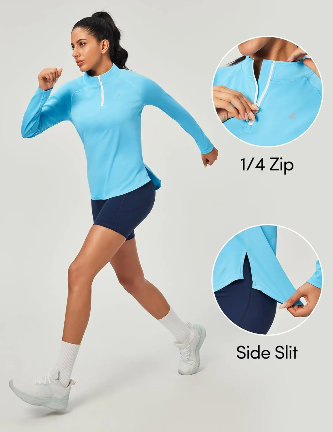 IUGA Rash Guard for Women UPF 50  Golf Shirts for Woman UV Protection Shirts Quarter Zip Workout Shirt