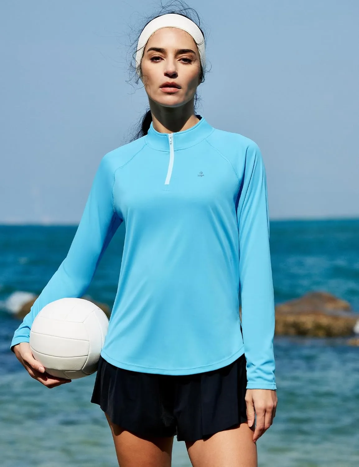 IUGA Rash Guard for Women UPF 50  Golf Shirts for Woman UV Protection Shirts Quarter Zip Workout Shirt