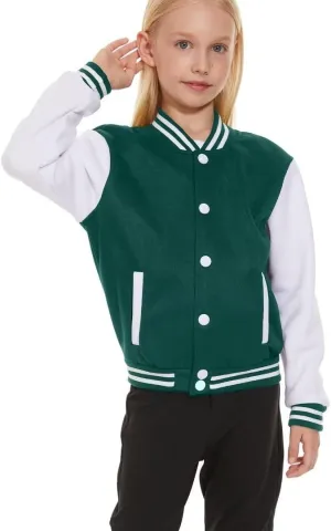 Jeecoin Kids Baseball Jackets Boys Girls Varsity Bomber Jacket Casual Lightweight Sports School Jacket