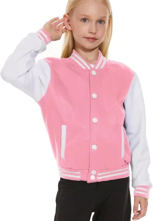 Jeecoin Kids Baseball Jackets Boys Girls Varsity Bomber Jacket Casual Lightweight Sports School Jacket