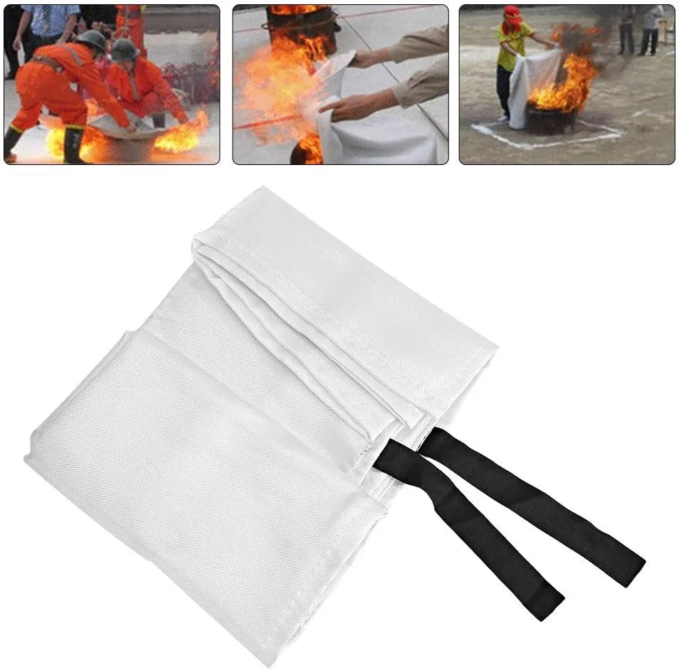 JEOZBM Emergency Fire Blanket, Fireproof Flame Retardent Blanket, Survival Safety Flame Suppression Fiberglass Fire Blankets for Home Kitchen(1m-White)