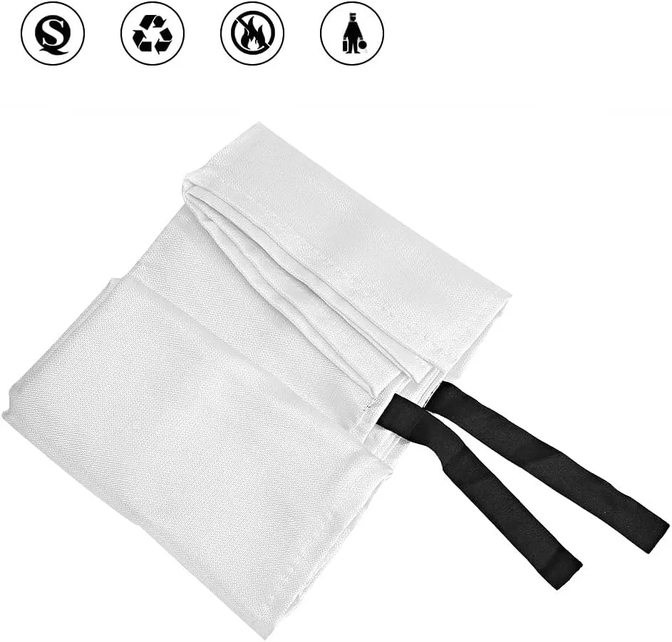 JEOZBM Emergency Fire Blanket, Fireproof Flame Retardent Blanket, Survival Safety Flame Suppression Fiberglass Fire Blankets for Home Kitchen(1m-White)