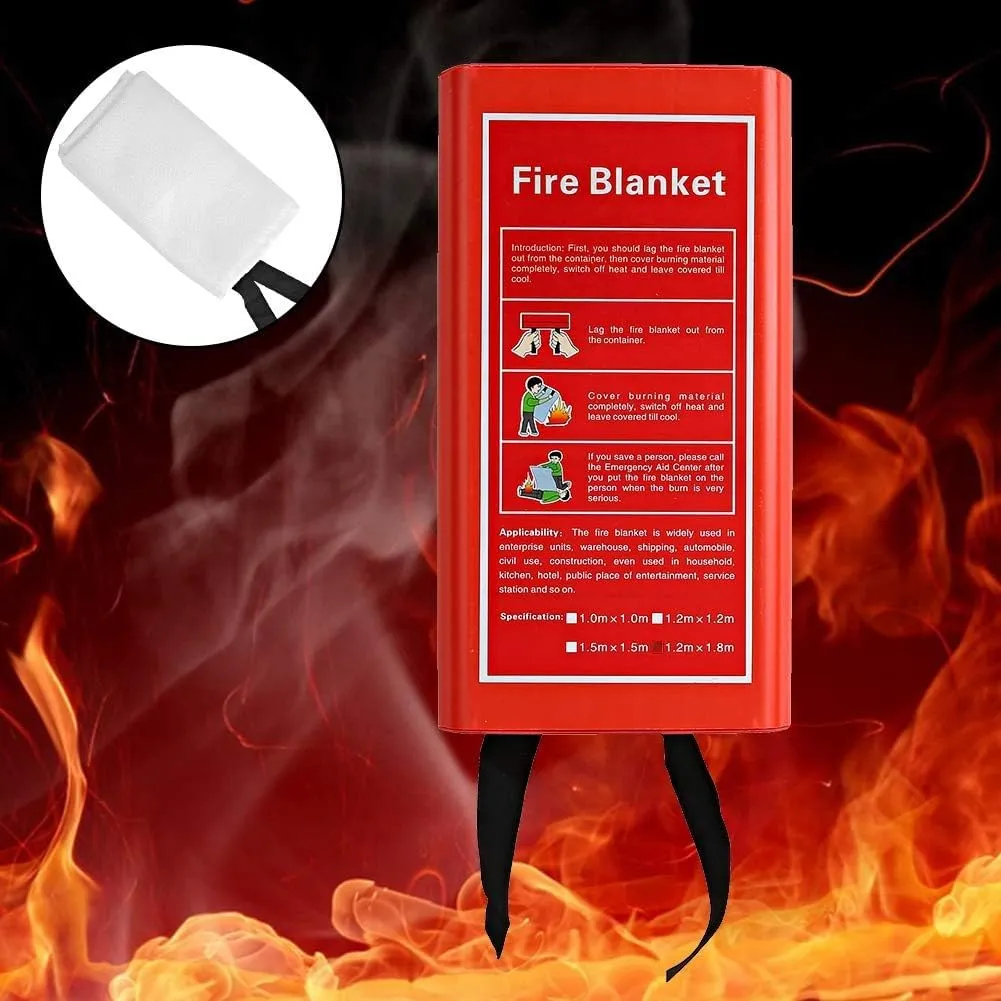 JEOZBM Emergency Fire Blanket, Fireproof Flame Retardent Blanket, Survival Safety Flame Suppression Fiberglass Fire Blankets for Home Kitchen(1m-White)