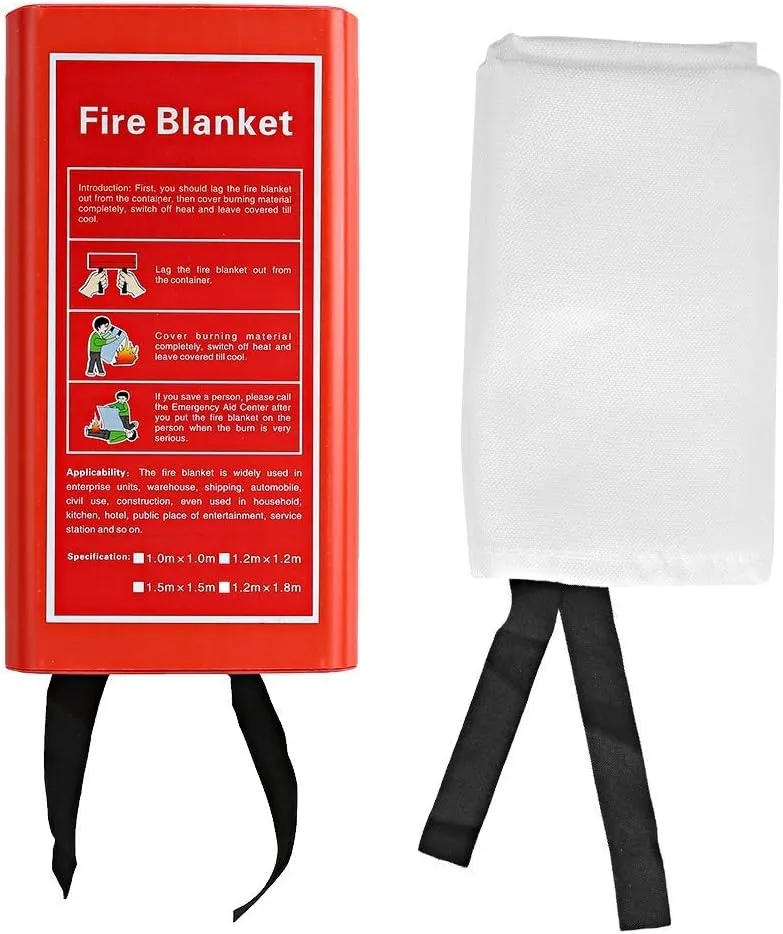 JEOZBM Emergency Fire Blanket, Fireproof Flame Retardent Blanket, Survival Safety Flame Suppression Fiberglass Fire Blankets for Home Kitchen(1m-White)
