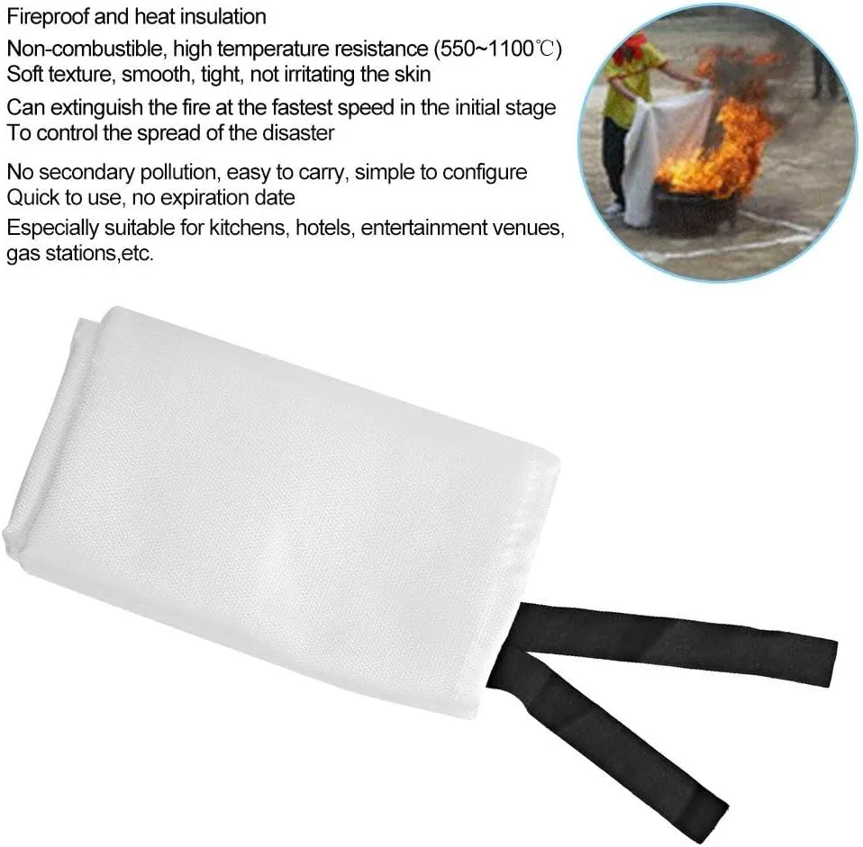 JEOZBM Emergency Fire Blanket, Fireproof Flame Retardent Blanket, Survival Safety Flame Suppression Fiberglass Fire Blankets for Home Kitchen(1m-White)