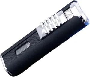 Jet Triple Fire Waterproof Lighter, Windproof Adjustable Inflatable Portable Torch Survival Lighter for Outdoor Camping Candle (No Butane)(Black)