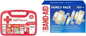 Johnson & Johnson All-Purpose Portable Compact First Aid Kit for Minor Cuts & Band-Aid Brand Adhesive Bandage Family Variety Pack