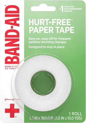 JOHNSON & JOHNSON Band-AID First Aid Paper Tape 1 Inch X 10 Yards 10 Yards (Pack of 8)