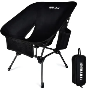 JONRRYIN Portable Camping Chairs Lightweight Backpacking Chair Folding Camping Chair Beach Chairs for Adults Ultralight Backpacking Chair for Outdoor Camping Travel Beach Picnic (1 Black)