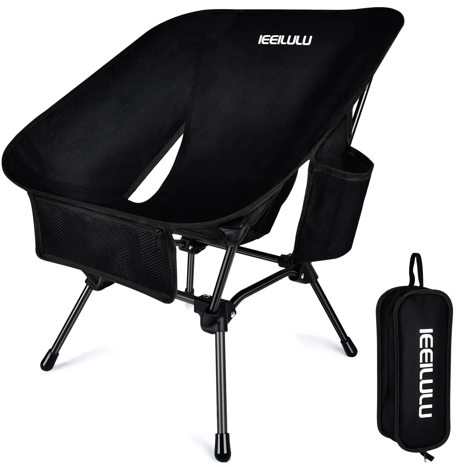 JONRRYIN Portable Camping Chairs Lightweight Backpacking Chair Folding Camping Chair Beach Chairs for Adults Ultralight Backpacking Chair for Outdoor Camping Travel Beach Picnic (1 Black)