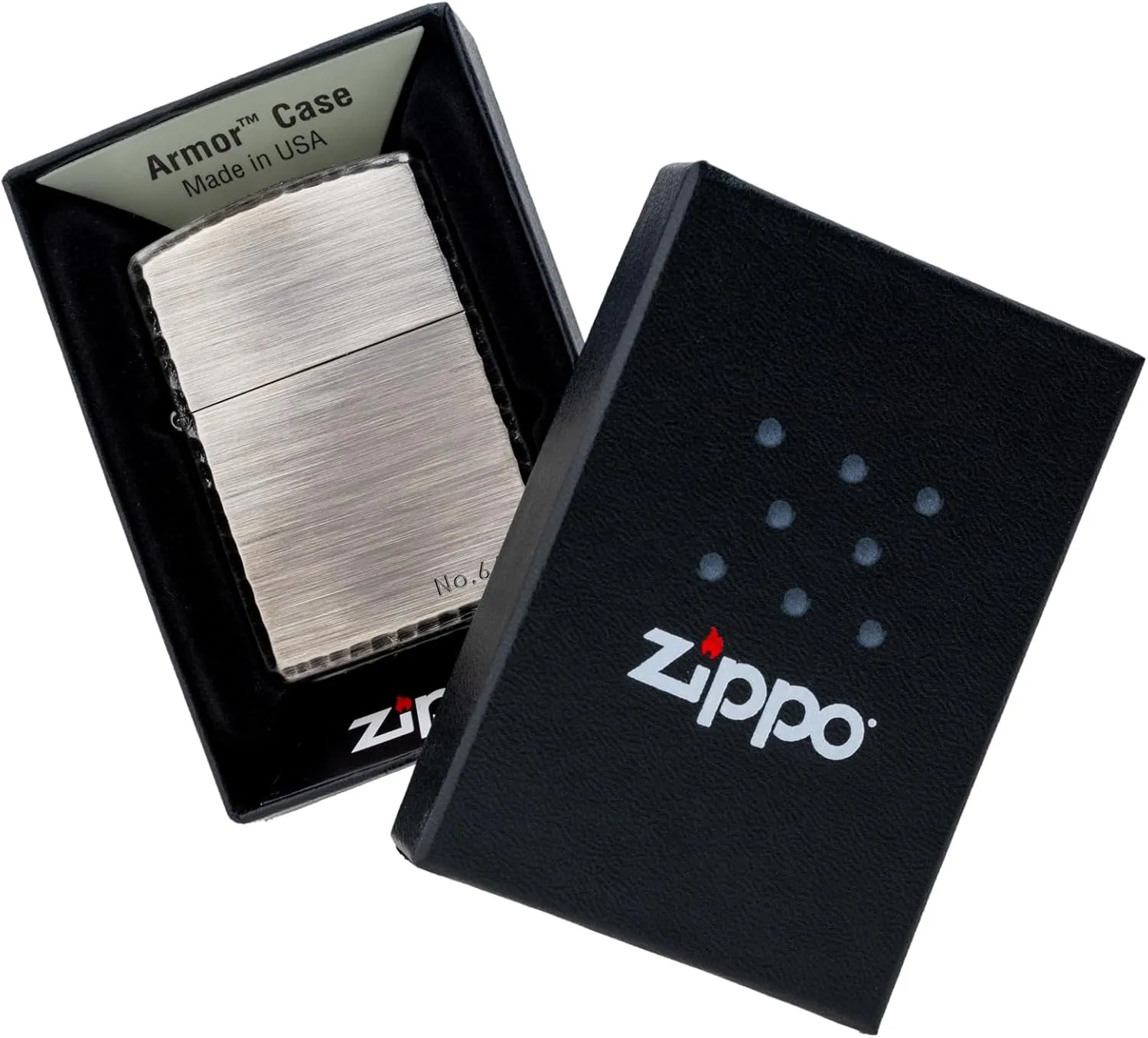 KAJIKAWA Zippo Zippo Lighter, Windproof, Brass, Armor Zippo Etched Corner Router, 3 Sides Finished, Serial Number, Includes Special Sticker, Silver 3ER-Skull (B)
