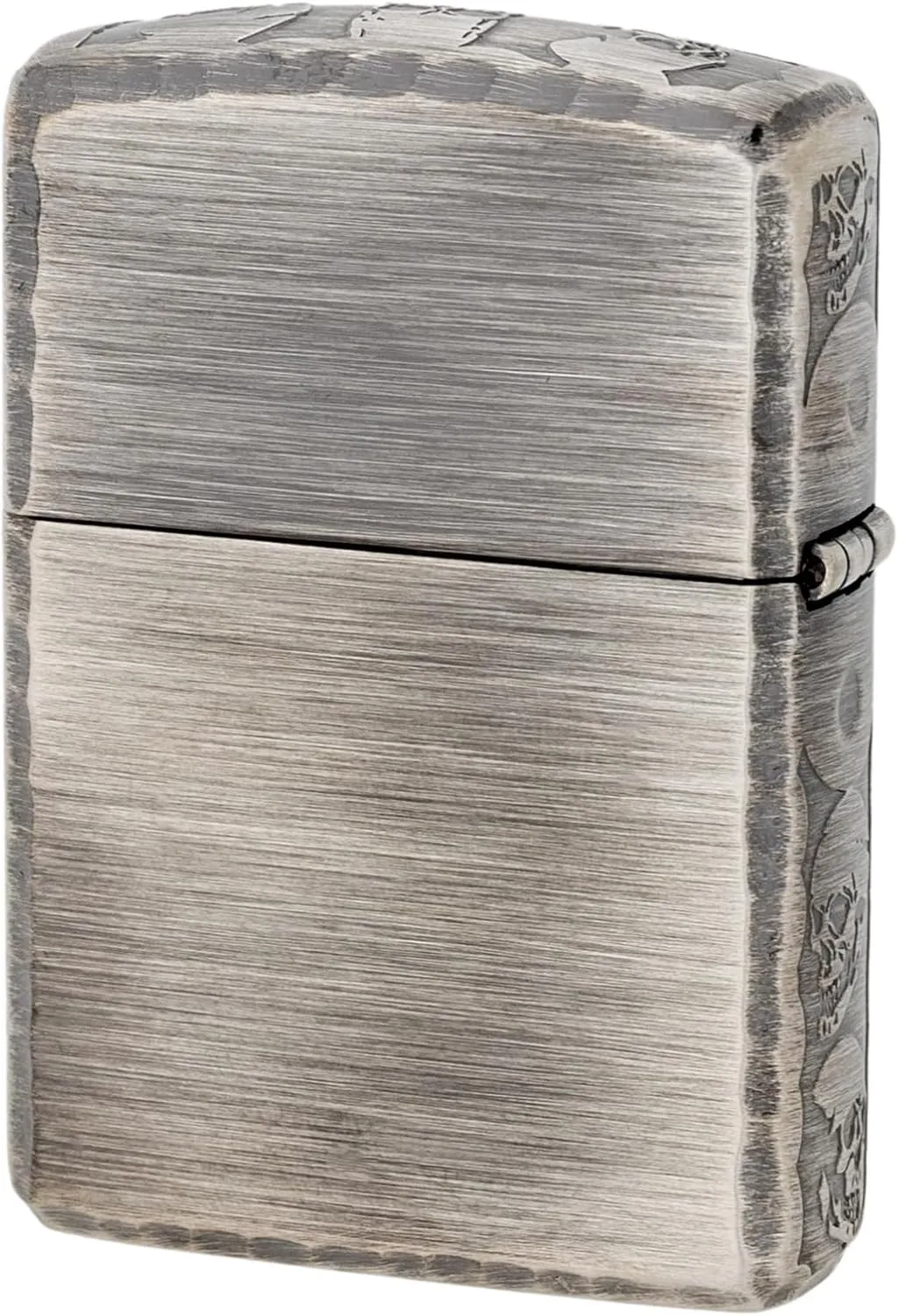 KAJIKAWA Zippo Zippo Lighter, Windproof, Brass, Armor Zippo Etched Corner Router, 3 Sides Finished, Serial Number, Includes Special Sticker, Silver 3ER-Skull (B)