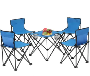 Kamubi Camping Chair Set 5 in 1 Camping Folding Table and Chair Set Patio Outdoor Picnic Table Dining Table for Grill BBQ Backyard and Beach
