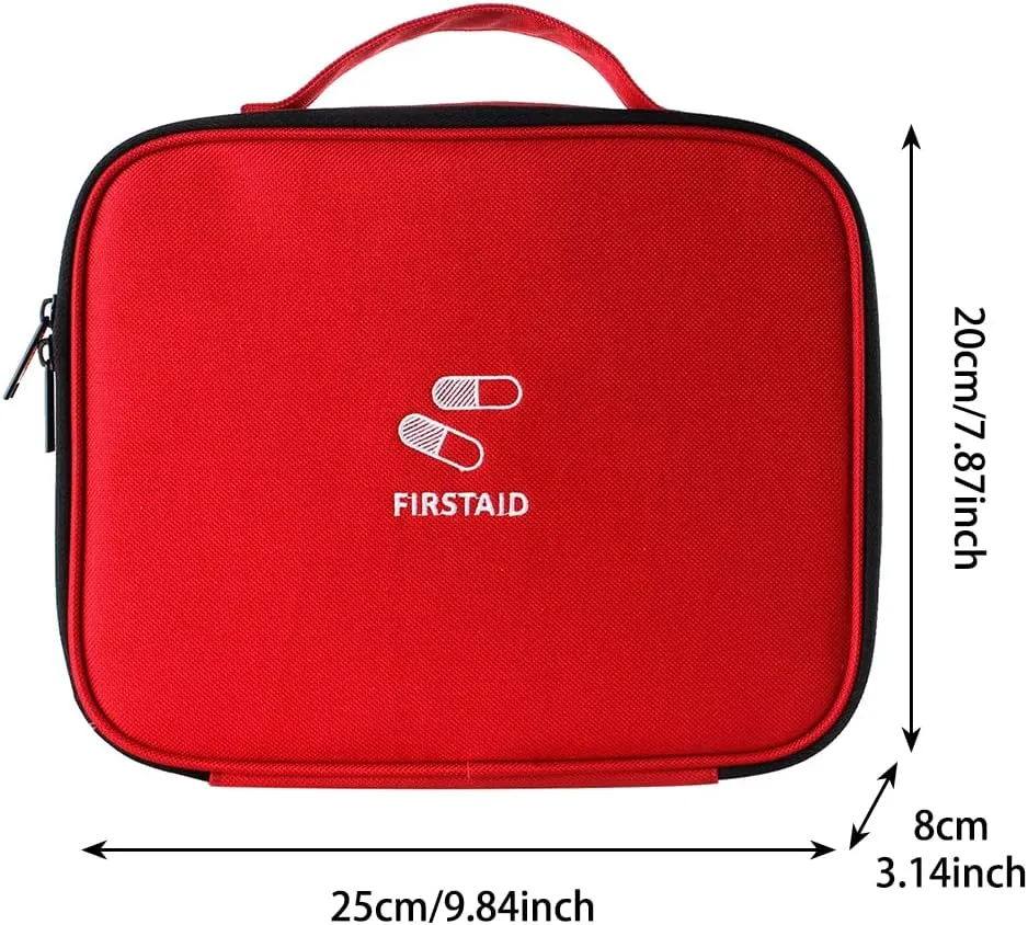 Katutude Empty First Aid Bag with Compartments, Portable Red First Aid Bag Empty Organizer Waterproof Storage Bag Multifunctional Travel Bag for Home Camping Hiking Outdoor Activities