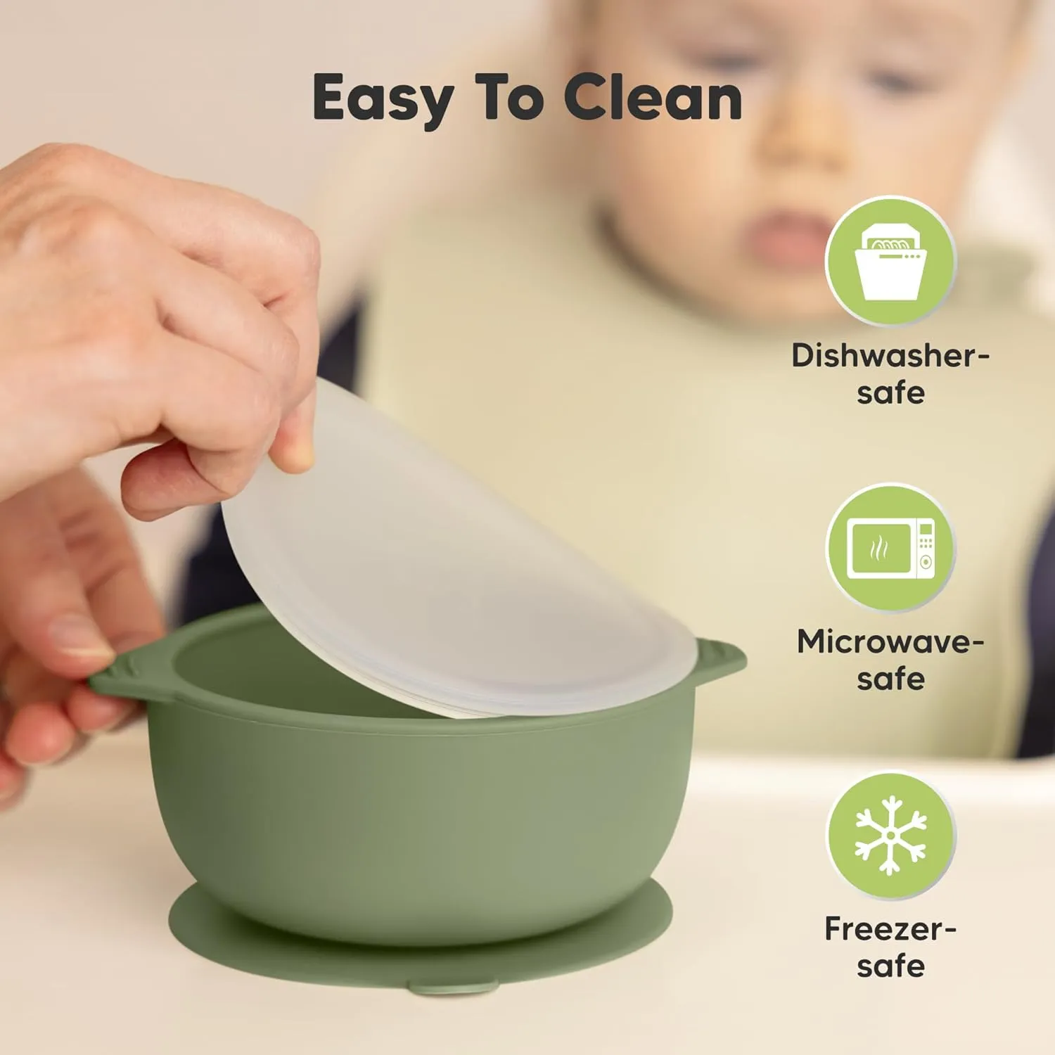 KeaBabies 2-Pack Baby Bowls with Suctions, Lids - Silicone Toddler Suction Bowls for Baby Boy, Girl, Kids, Food Grade Silicone, BPA-Free, Dishwasher Safe, Toddler Eating Essentials (Slate)