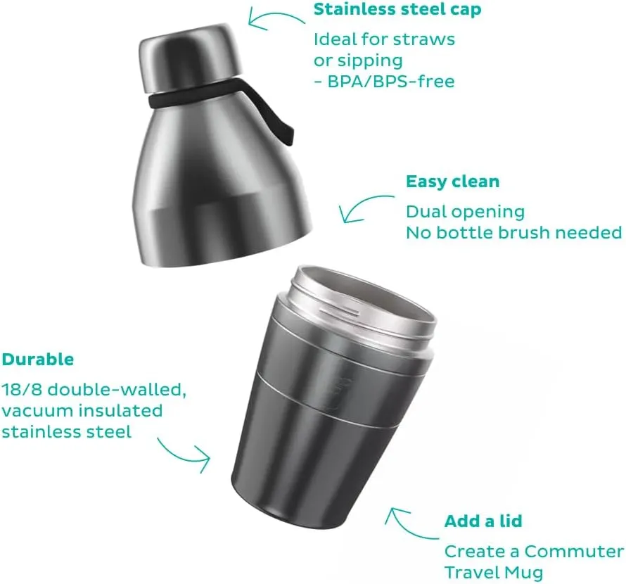 KeepCup Water Bottle, Reusable Insulated Stainless Steel and Plastic Dual Opening with Leakproof Steel Cap, 22oz/660ml - Twilight Clear