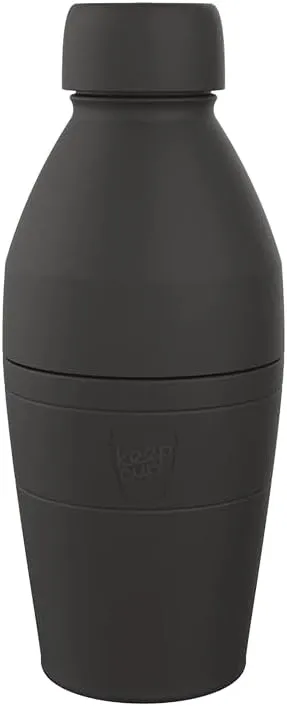 KeepCup Water Bottle, Reusable Insulated Stainless Steel Dual Opening with Leakproof Steel Cap, 18oz/530ml - Black