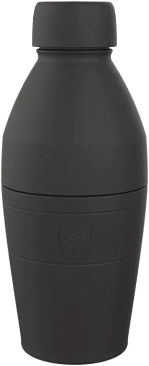 KeepCup Water Bottle, Reusable Insulated Stainless Steel Dual Opening with Leakproof Steel Cap, 18oz/530ml - Black