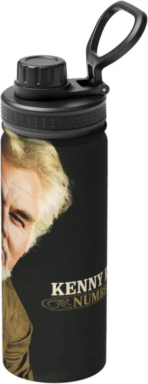 Kenny Musics Rogers Sports Water Bottle 18oz Stainless Insulated Water Bottles Leak Proof Hot and Cold Flask Travel Cup for Hiking & Biking