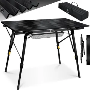 KESSER® Folding Camping Table with Aluminium Frame and Height-Adjustable Incl. Carry Bag with Strap, 90 x 53 cm, up to 30 kg, Black