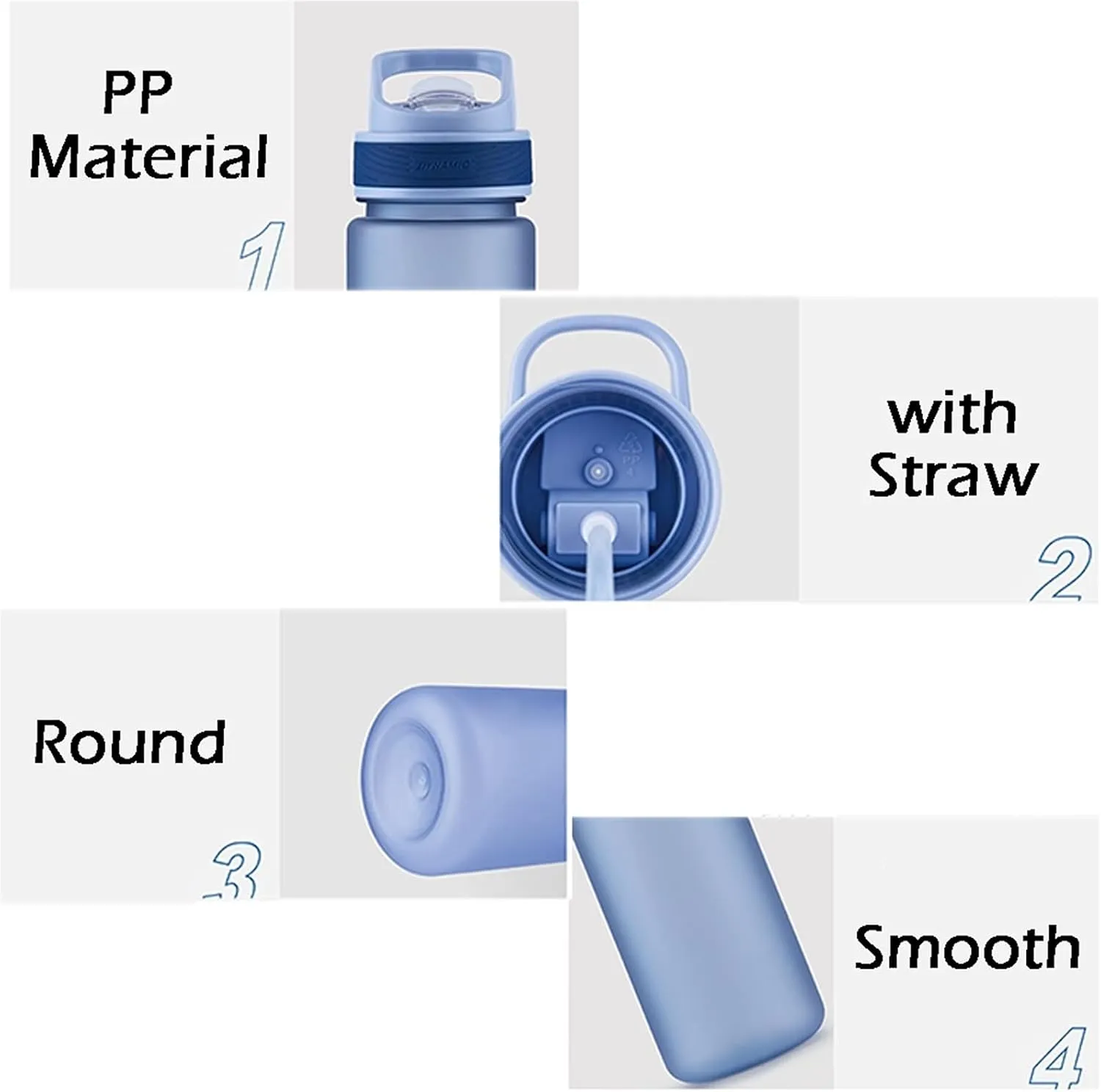 kettles Matte texture Plastic Water Bottle with Straw,Portable Sports Bottles BPA Free,Leakproof Cup Durable,for Fitness,Students Gift canteen(C,Small)