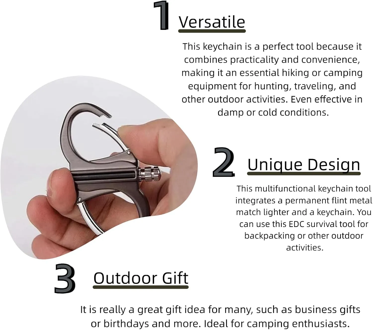 Keychain Lighter,3 Pcs Reusable Fire Starter Key Ring, Novelty Metal Match Keychains, Mini Waterproof Lighters for Outdoor, Hunting, Traveling (Black*4)