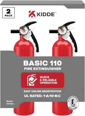 Kidde Multi Purpose Fire Extinguisher for Home, Office, Dorm, Residential, 1A10BC, 2 Pack