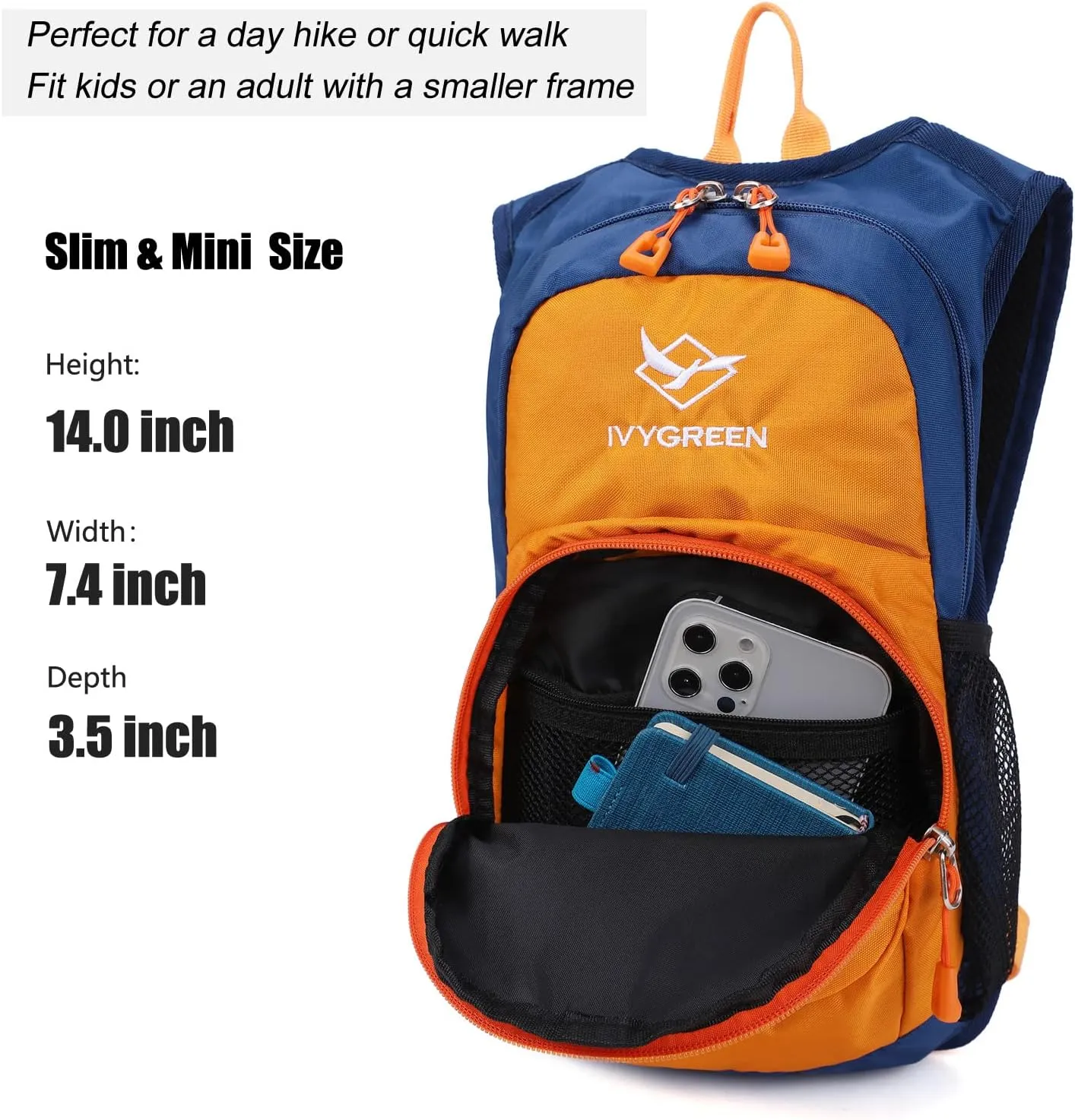 Kids Hydration Backpack, Hiking Backpack for Boys or Girls with 1.5L Water Bladder