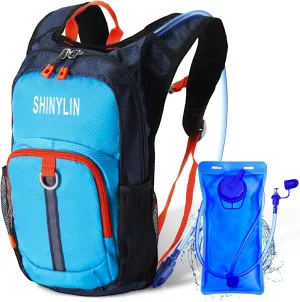 Kids Hydration Backpack with 1.5L Water Bladder Hiking Backpack Lightweight for Boys or Girls Children Biking Climbing Running Cycling
