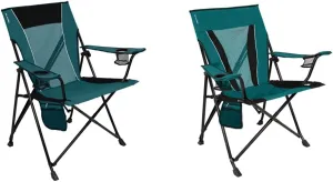 Kijaro Camping Chair, Dual Lock Feature, Cayman Blue Iguana & XXL Dual Lock Portable Camping and Sports Chair, Diamond Ripstop Polyester, Cayman Blue Iguana
