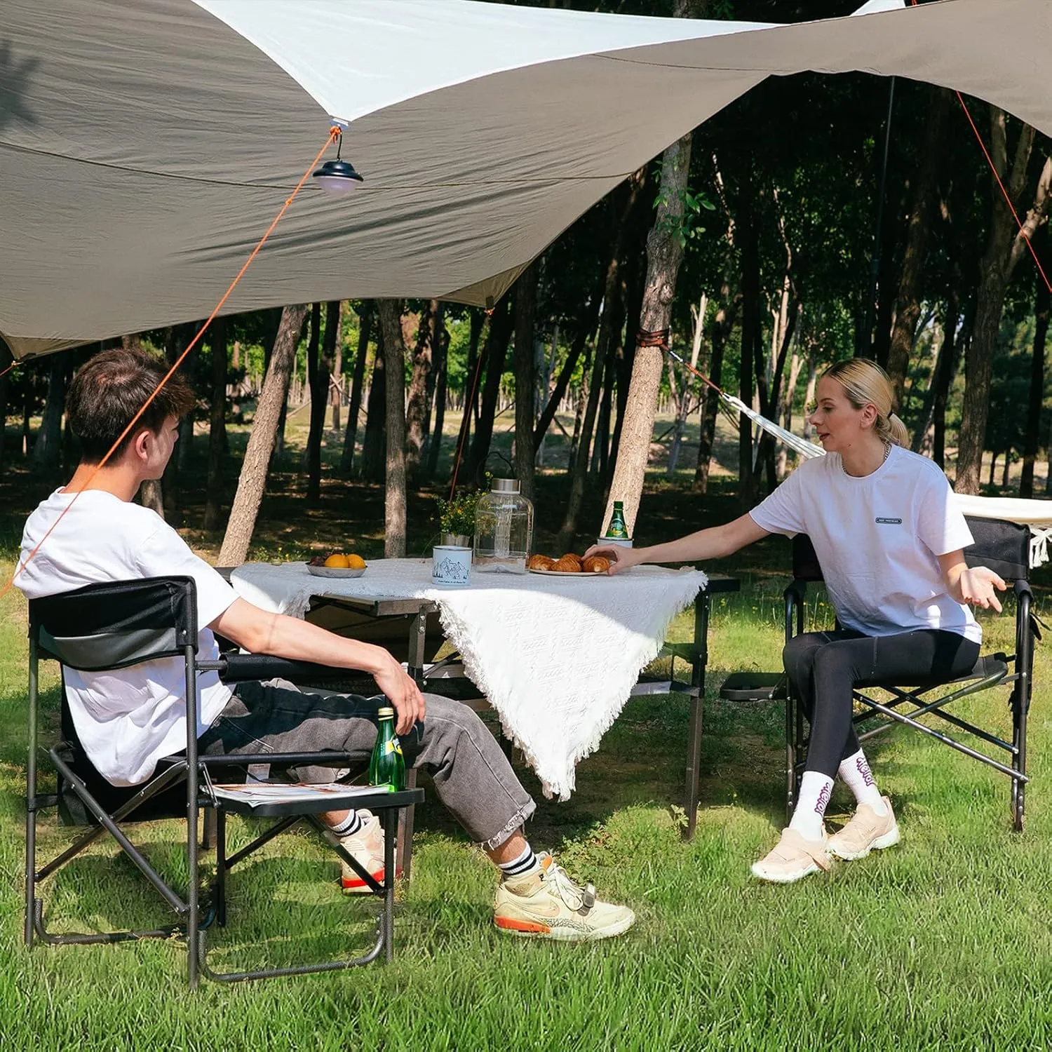KingCamp 2-Pack Directors Camping Chair with Padded Folding Portable Seats, Black