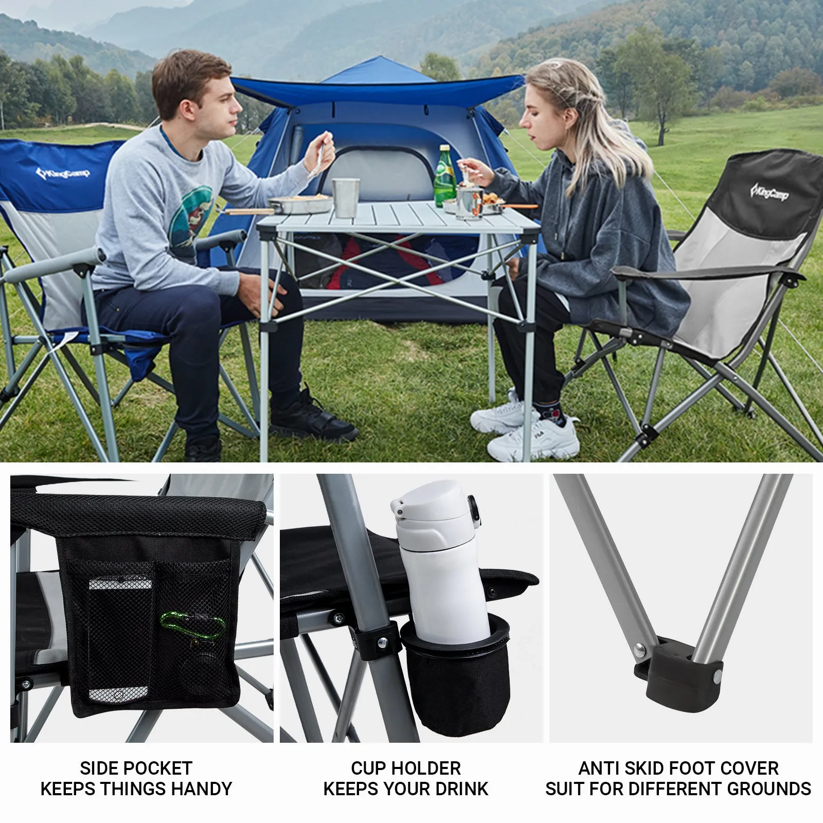 KingCamp Comfort Camping Chair - Full Body Support, Padded and Portable