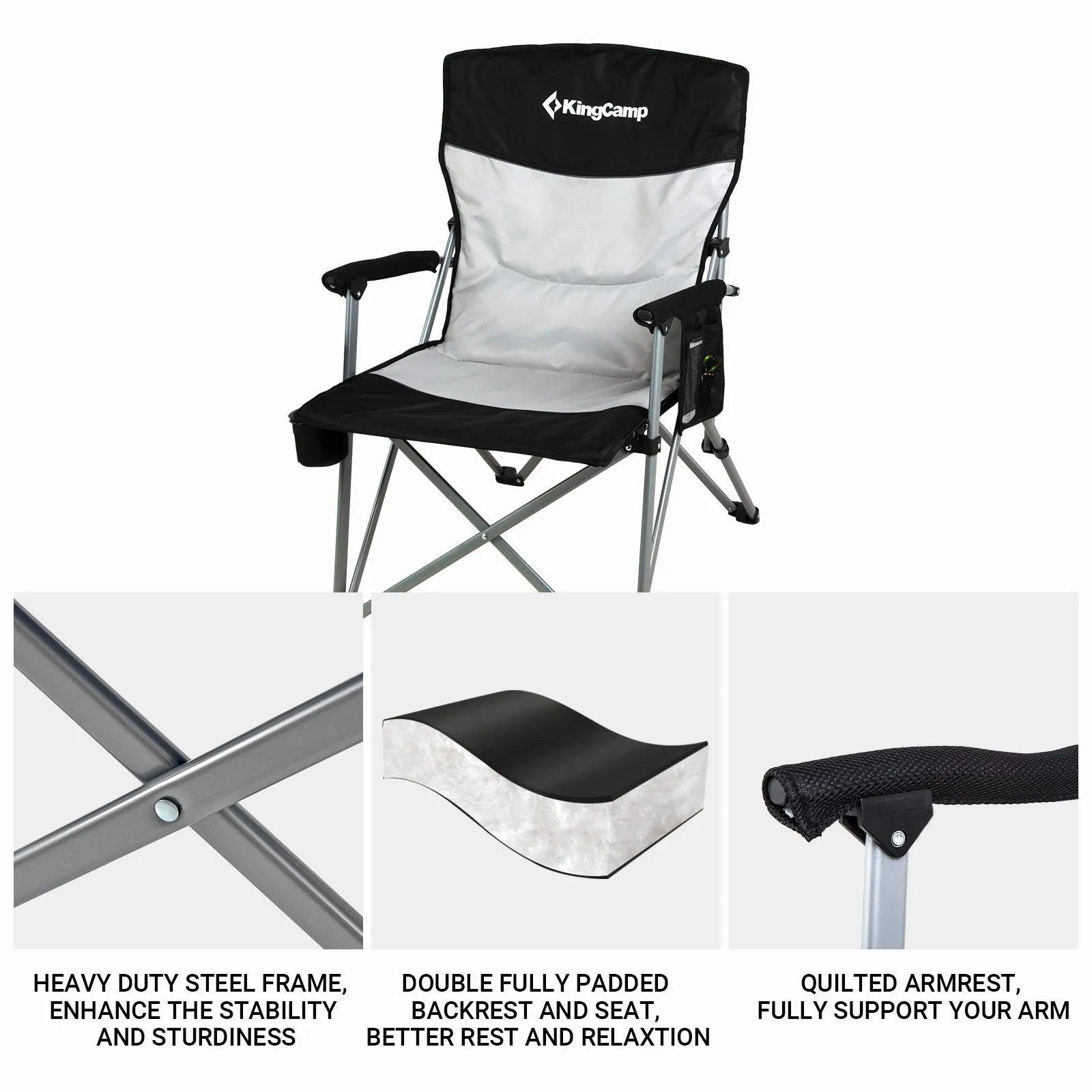 KingCamp Comfort Camping Chair - Full Body Support, Padded and Portable