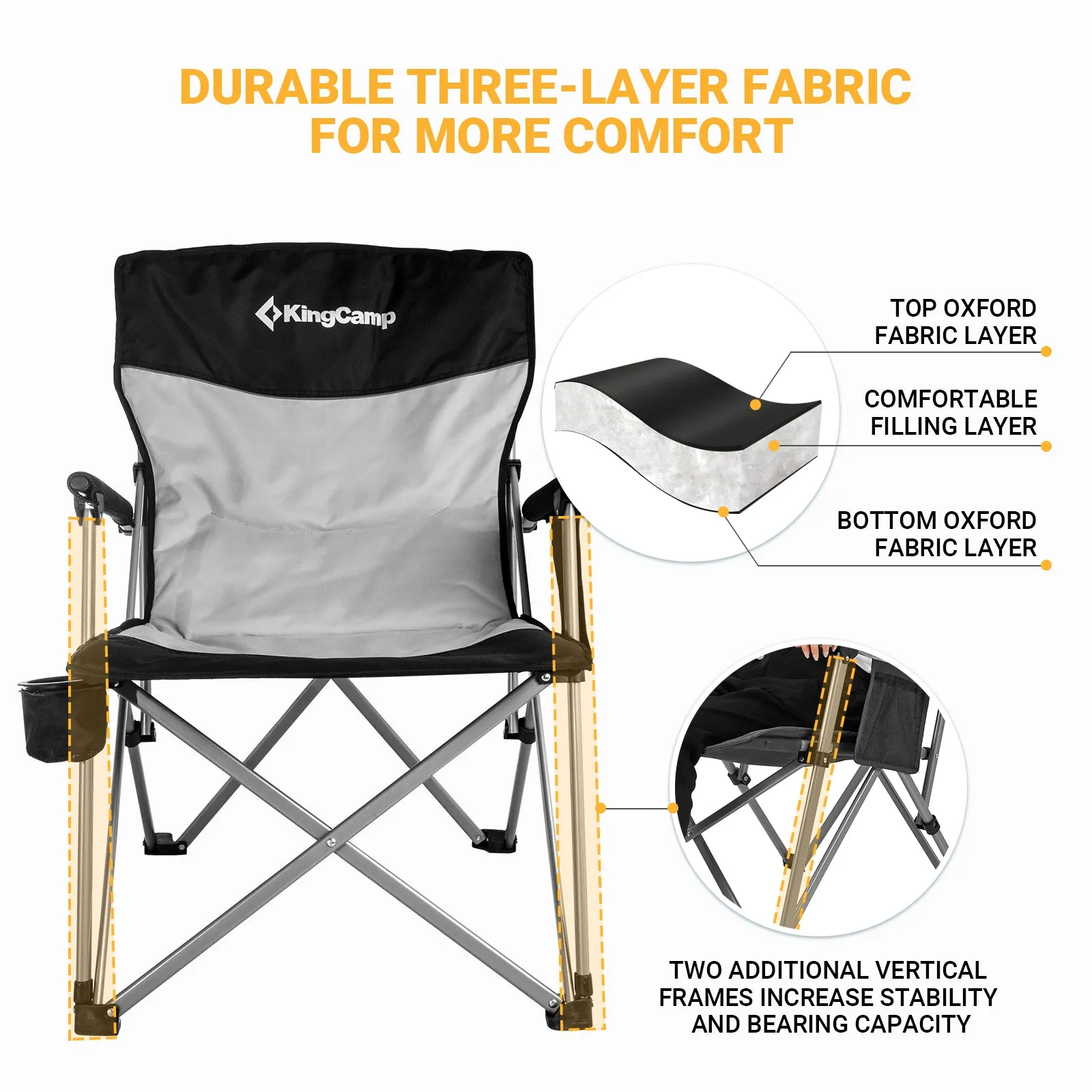 KingCamp Comfort Camping Chair - Full Body Support, Padded and Portable
