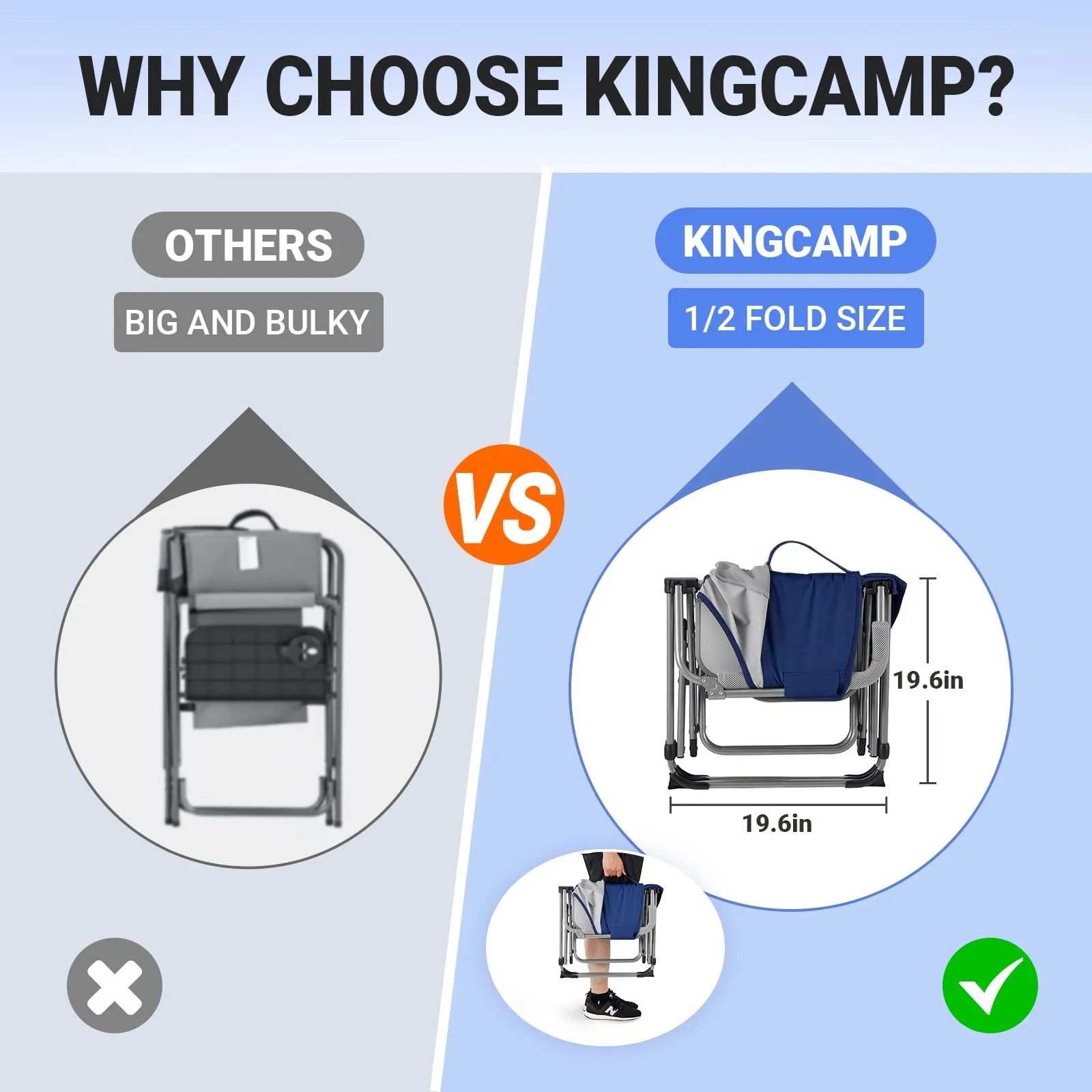 KingCamp Folding Large Director Chair with Non-slip Feet