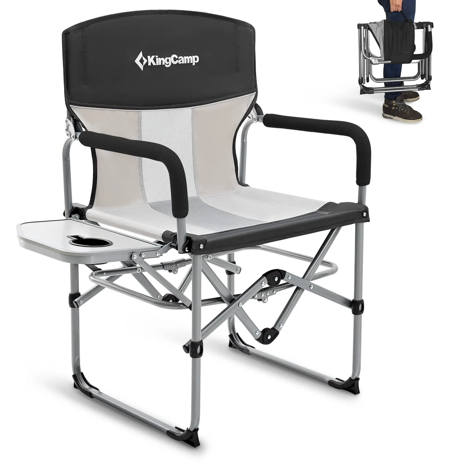KingCamp Folding Large Director Chair with Non-slip Feet