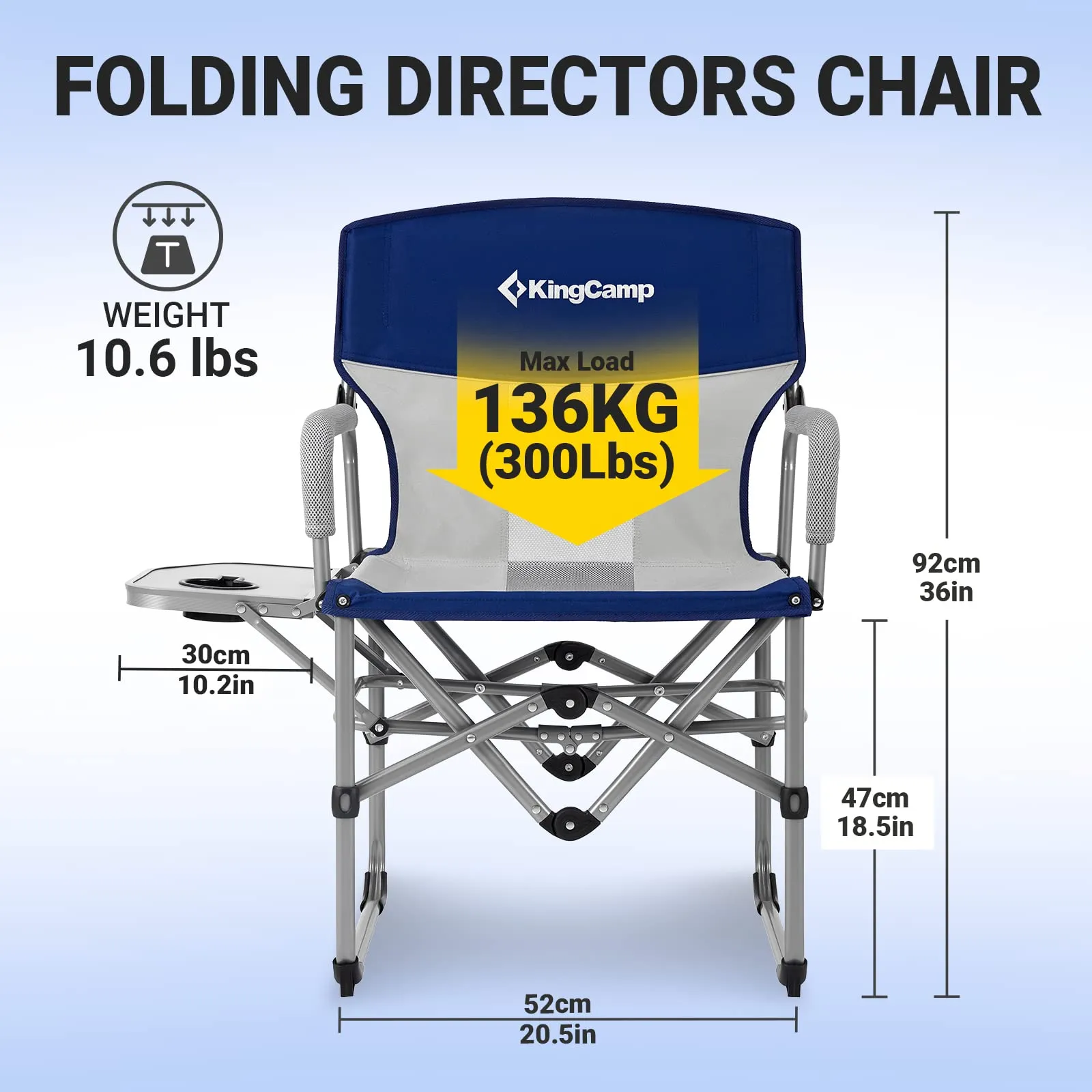 KingCamp Folding Large Director Chair with Non-slip Feet
