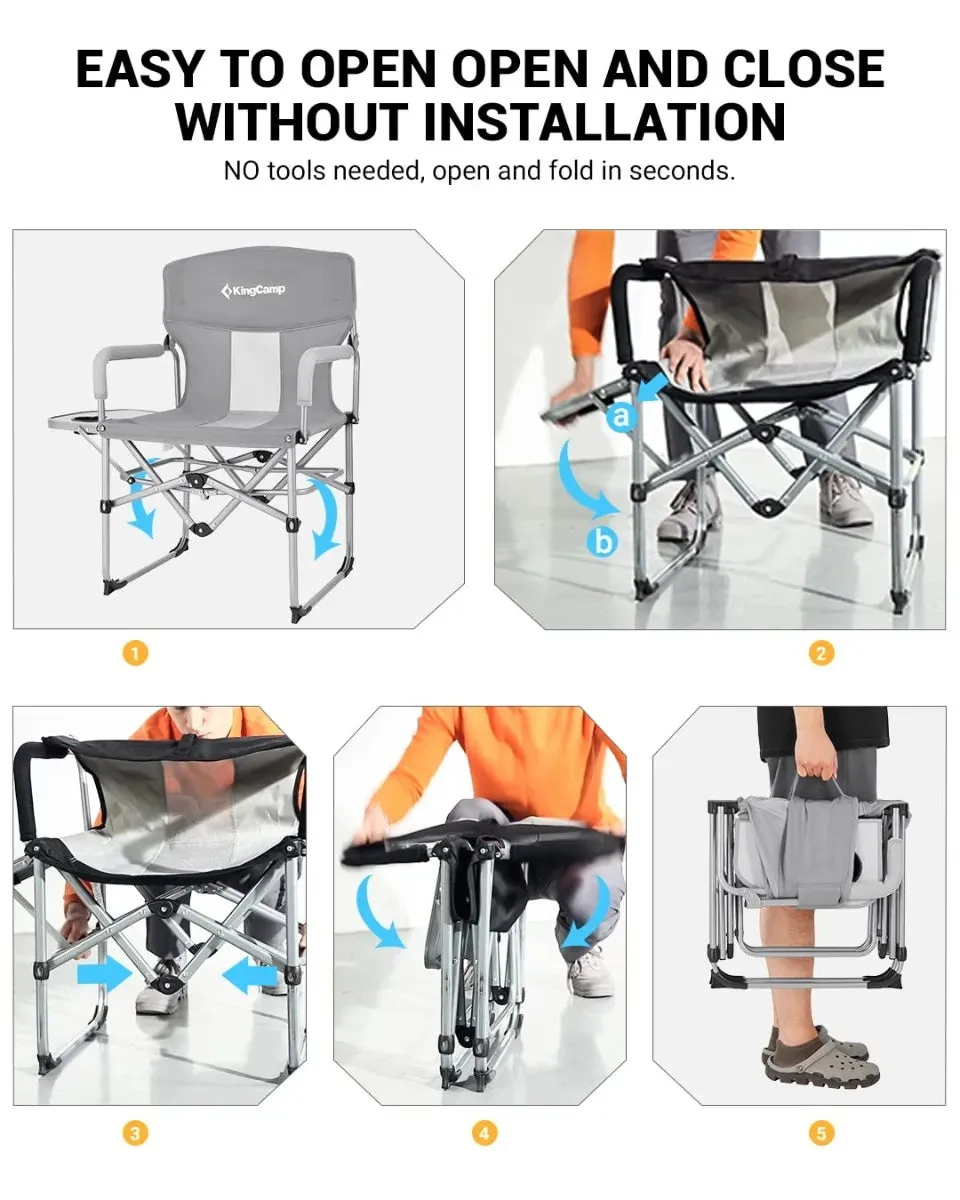 KingCamp Folding Large Director Chair with Non-slip Feet