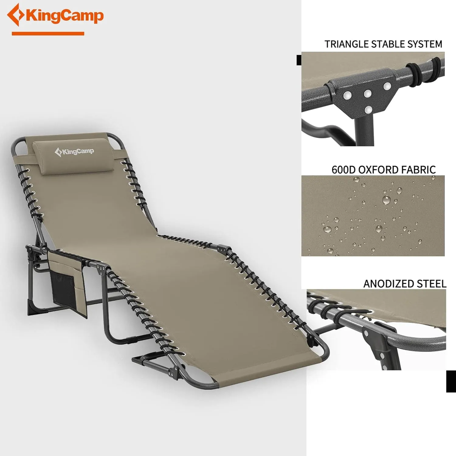 KingCamp Folding Outdoor Chaise Lounge