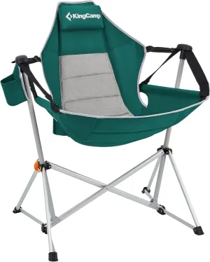 KingCamp Hammock Camping Chair Folding Rocking Chair Heavy Duty Portable Swing Recliner Chair with Pillow for Outdoor Lawn Backyard Picnic