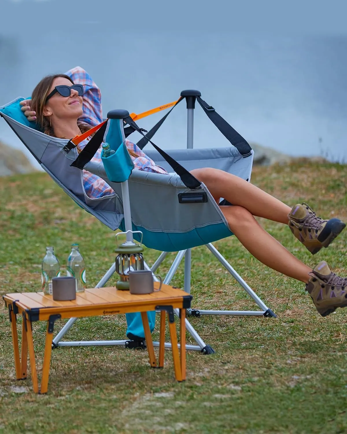KingCamp Hammock Camping Chair, Swinging Portable Folding Camp Chairs for Adults 400lbs Heavy Duty Foldable Oversized Rocker with Aluminum Alloy Frame Cup Holder Pillow for Outdoor Beach Patio Sport
